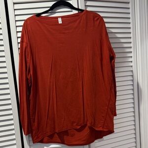 lululemon athletica Rust Red Long Sleeve Scoop-Neck Top